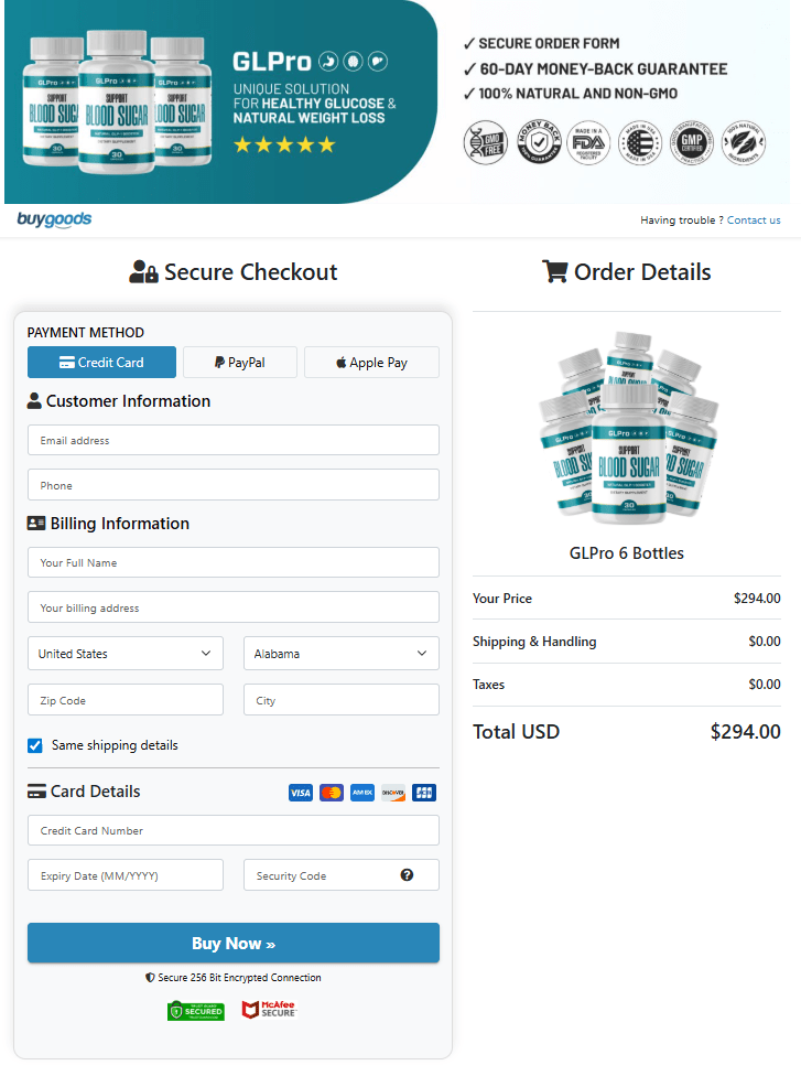 GLPro order page